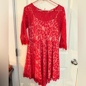 Free People Red Lace Dress